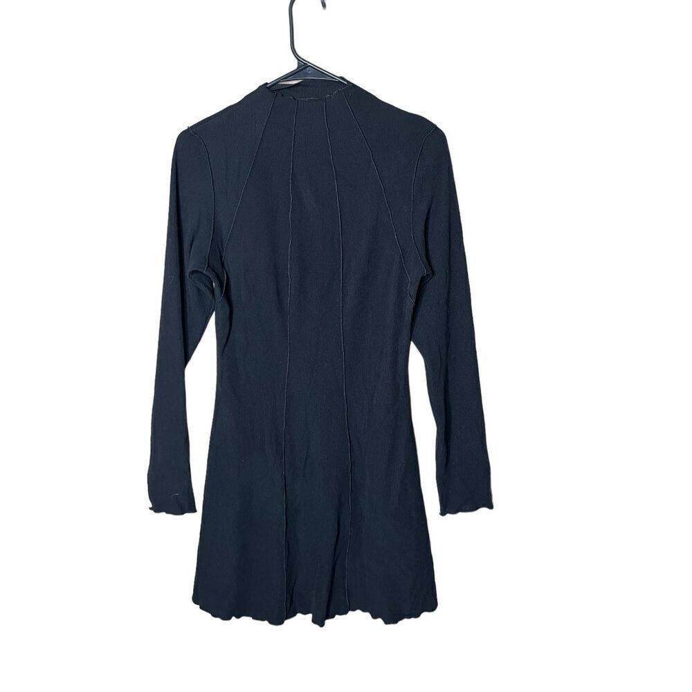 Cider Black Ribbed Long Sleeve Dress